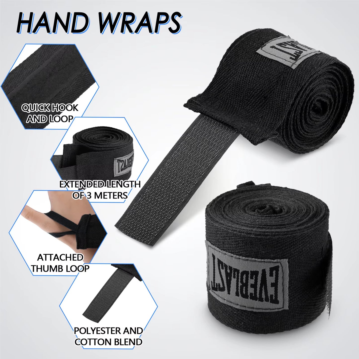 Cotton Boxing Bandages Soft & Elastic Hand Wraps for Sanda, Muay Thai, Karate - Protects Fists Wrists & Enhances Fitness