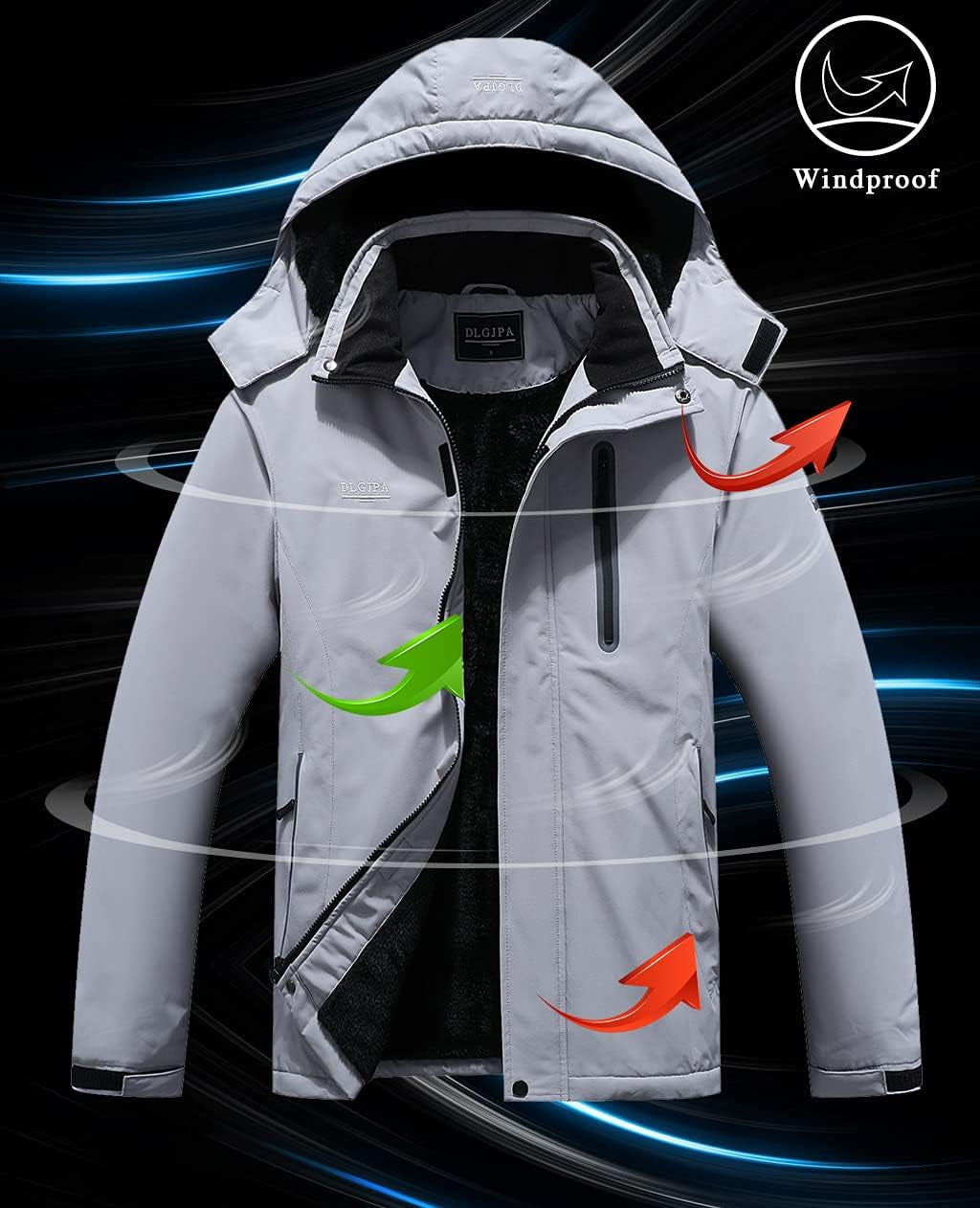 Men'S Mountain Waterproof Ski Jacket Hooded Windbreakers Windproof Raincoat Winter Warm Snow Coat