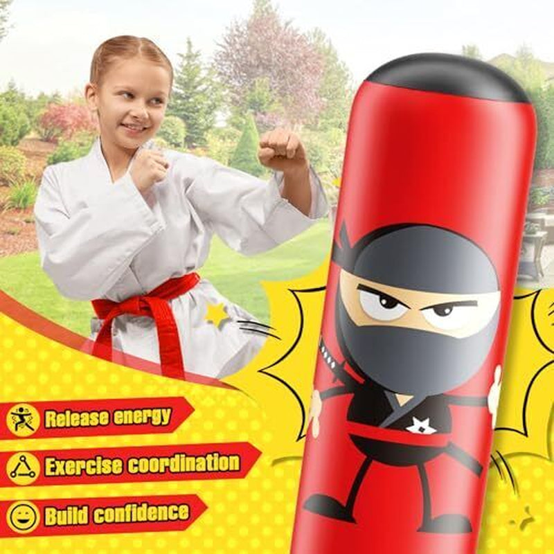 Inflatable Kids Punching Bag, Punching Bag Karate Gifts for Boys and Girls, Red