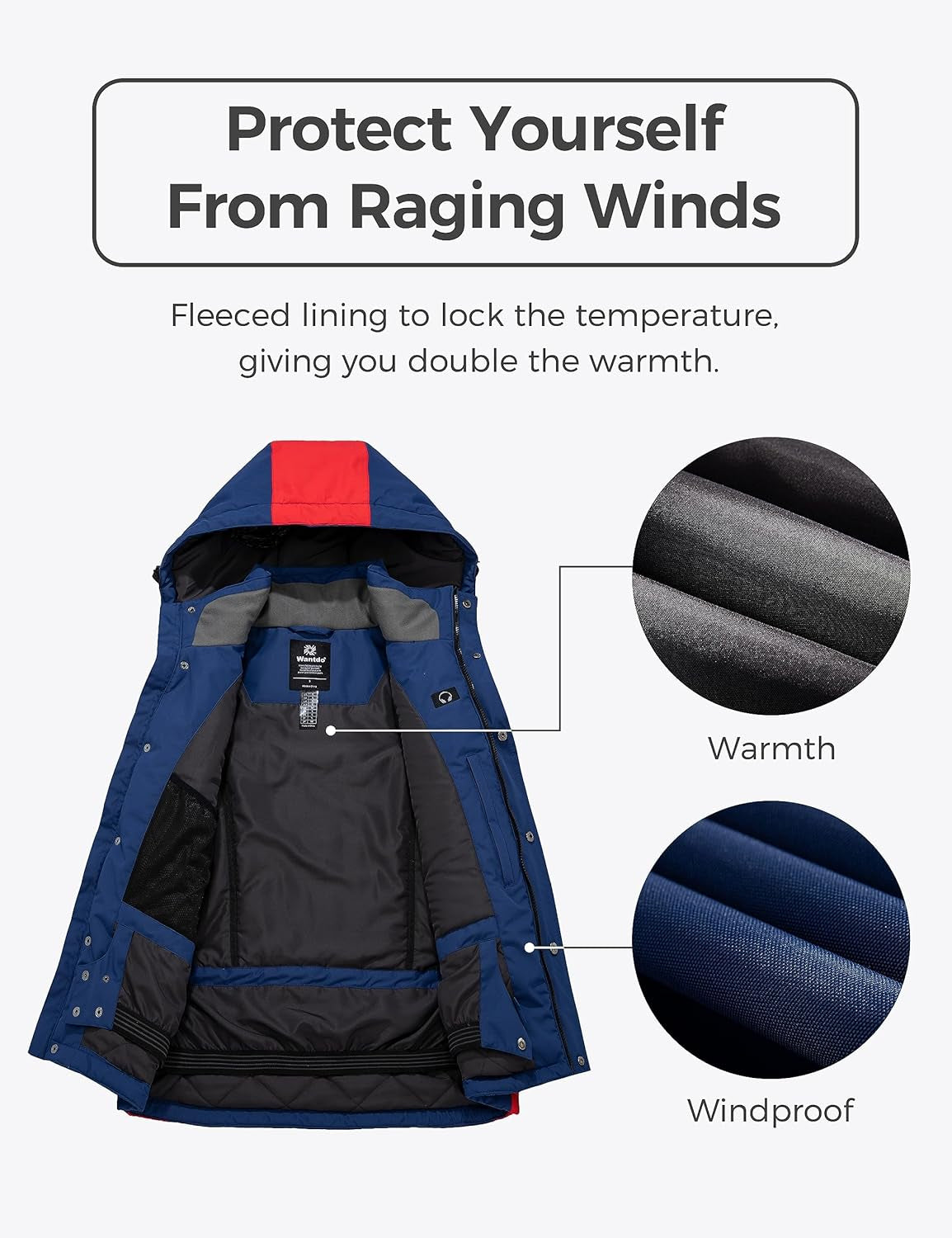 Men'S Mountain Waterproof Ski Jacket Warm Winter Snowboarding Jacket Snow Rain Coat